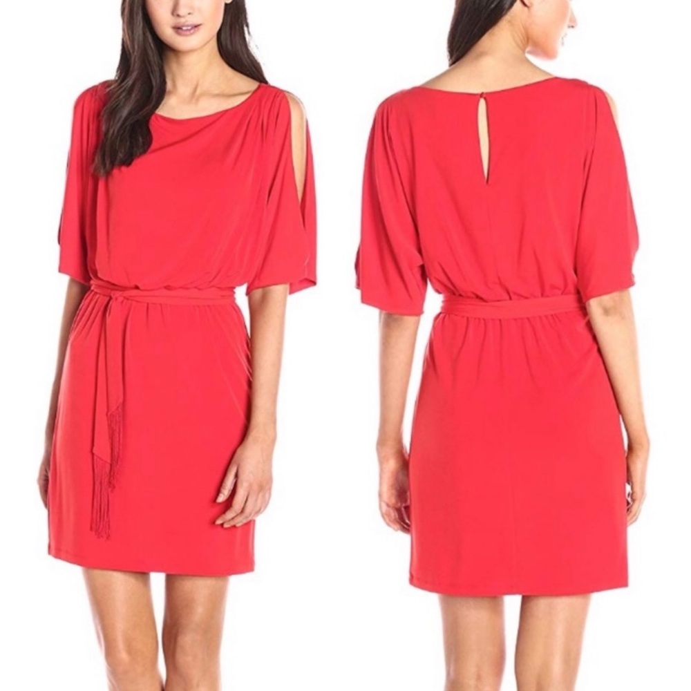 NWT Jessica Simpson Cold Shoulders Dress Short Sleeves Orange Sz M